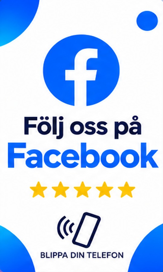 Vitt ReviewTap NFC-kort med Facebook-design