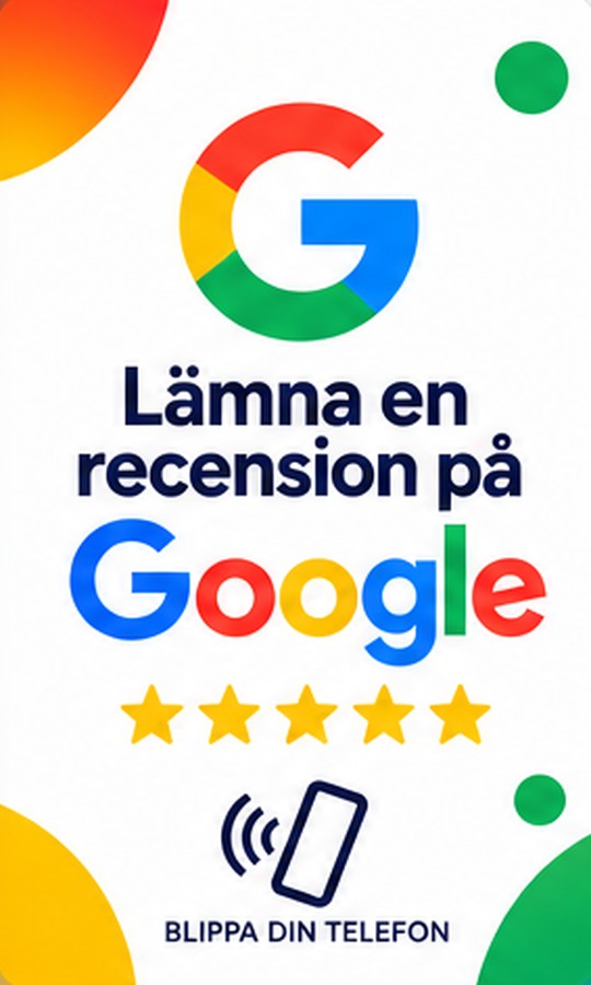 Vitt ReviewTap NFC-kort för Google-recensioner