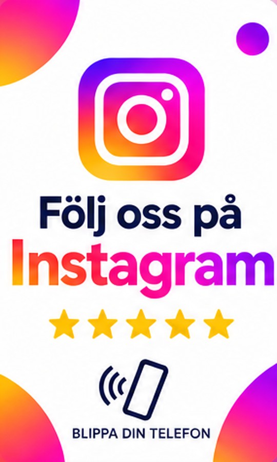 Vitt ReviewTap NFC-kort med Instagram-design